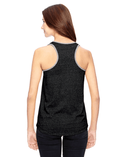 Sample of Alternative 01910E Ladies' Ringer Eco Mock Twist Tank in ECO BLACK from side back