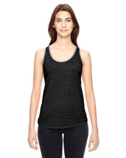 Sample of Alternative 01910E Ladies' Ringer Eco Mock Twist Tank in ECO BLACK from side front