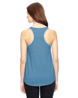 Sample of Alternative 01910E Ladies' Ringer Eco Mock Twist Tank in ECO MOCK STORM from side back