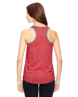 Sample of Alternative 01910E Ladies' Ringer Eco Mock Twist Tank in EC MCK ENG RED from side back