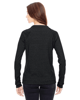 Sample of Alternative 0191E Ladies' Eco-Mock Twist Locker Room Pullover in ECO BLACK from side back
