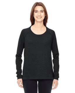 Sample of Alternative 0191E Ladies' Eco-Mock Twist Locker Room Pullover in ECO BLACK from side front