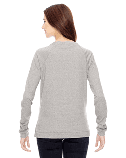 Sample of Alternative 0191E Ladies' Eco-Mock Twist Locker Room Pullover in ECO MCK NICKEL from side back