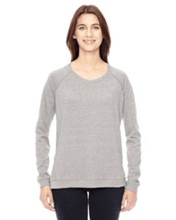 Sample of Alternative 0191E Ladies' Eco-Mock Twist Locker Room Pullover in ECO MCK NICKEL from side front