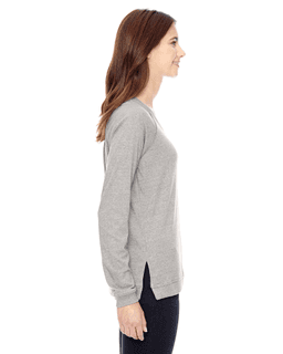 Sample of Alternative 0191E Ladies' Eco-Mock Twist Locker Room Pullover in ECO MCK NICKEL from side sleeveleft