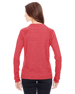 Sample of Alternative 0191E Ladies' Eco-Mock Twist Locker Room Pullover in EC MCK ENG RED from side back