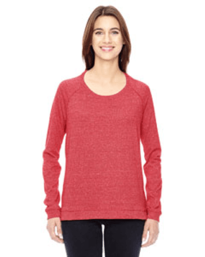 Sample of Alternative 0191E Ladies' Eco-Mock Twist Locker Room Pullover in EC MCK ENG RED style