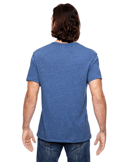 Sample of Alternative 01939E1 Men's Eco Jersey Triblend Pocket Crew in EC P BL EC W ST from side back