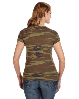 Sample of Alternative 01940E1 Ladies' Ideal Eco-Jersey T-Shirt in CAMO from side back