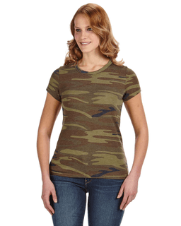 Sample of Alternative 01940E1 Ladies' Ideal Eco-Jersey T-Shirt in CAMO from side front