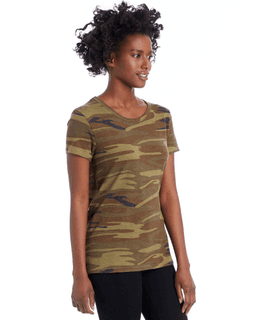 Sample of Alternative 01940E1 Ladies' Ideal Eco-Jersey T-Shirt in CAMO from side sleeveleft