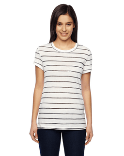 Sample of Alternative 01940E1 Ladies' Ideal Eco-Jersey T-Shirt in ECO IVRY INK STR from side front