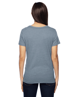 Sample of Alternative 01940E1 Ladies' Ideal Eco-Jersey T-Shirt in ECO TR BLUE FOG from side back
