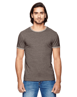 Sample of Alternative 01957E Men's Eco-Mock Twist Ringer Crew T-Shirt in ECO BLACK from side front