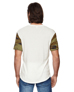 Sample of Alternative 01963E1 Men's Homerun Eco-Jersey T-Shirt in ECO IVORY CAMO from side back