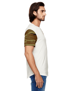 Sample of Alternative 01963E1 Men's Homerun Eco-Jersey T-Shirt in ECO IVORY CAMO from side sleeveleft