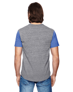 Sample of Alternative 01963E1 Men's Homerun Eco-Jersey T-Shirt in EC GRY EC P BLU from side back