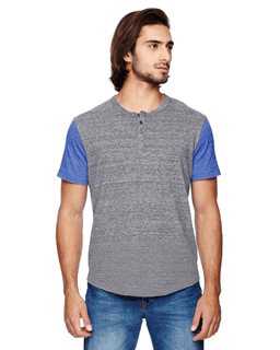 Sample of Alternative 01963E1 Men's Homerun Eco-Jersey T-Shirt in EC GRY EC P BLU from side front