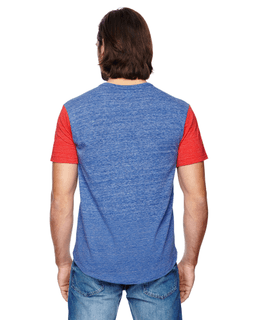 Sample of Alternative 01963E1 Men's Homerun Eco-Jersey T-Shirt in EC PC BLU EC RD from side back