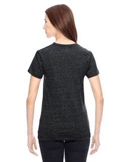 Sample of Alternative 01978E1 Ladies' Ideal Eco Jersey Triblend Pocket T-Shirt in ECO BLACK from side back