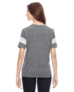 Sample of Alternative 01988E1 Ladies' Powder Puff Eco-Jersey T-Shirt in EC GRY EC IVORY from side back
