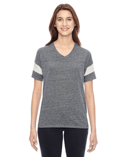 Sample of Alternative 01988E1 Ladies' Powder Puff Eco-Jersey T-Shirt in EC GRY EC IVORY from side front