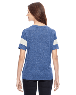 Sample of Alternative 01988E1 Ladies' Powder Puff Eco-Jersey T-Shirt in EC PC BLU EC IV from side back