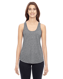 Sample of Alternative 04031C1 Ladies' Shirttail Satin Jersey Tank in HEATHER GREY from side front