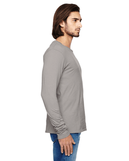 Sample of Alternative 04043C1 Men's Heritage Garment-Dyed Long-Sleeve T-Shirt in CONCRETE from side sleeveleft