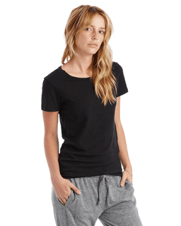 Sample of Alternative 04135C1 Ladies' Vintage Garment-Dyed T-Shirt in BLACK from side sleeveleft