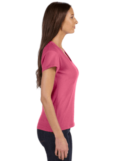 Sample of Alternative 04521C1 Ladies' Roadtrip T-Shirt in AZALEA from side sleeveleft