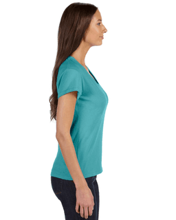 Sample of Alternative 04521C1 Ladies' Roadtrip T-Shirt in TURQUOISE from side sleeveleft