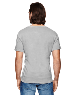 Sample of Alternative 04850C1 Men's Heritage Garment-Dyed Distressed T-Shirt in GREY PIGMENT from side back