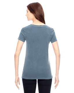 Sample of Alternative 04860C1 Ladies' Vintage Garment-Dyed Distressed T-Shirt in DK BLUE PIGMENT from side back