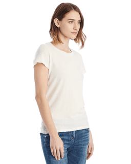 Sample of Alternative 04860C1 Ladies' Vintage Garment-Dyed Distressed T-Shirt in VINTAGE WHITE from side sleeveleft