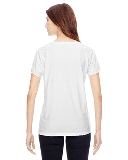 Sample of Alternative 04861C1 Ladies' Rocker Garment-Dyed Distressed T-Shirt in VINTAGE WHITE from side back