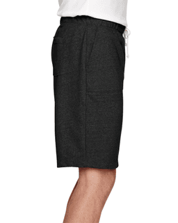 Sample of Alternative 05393E Men's Triple Double Eco-Mock Twist Shorts in ECO BLACK from side sleeveleft