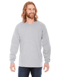 Sample of American Apparel 2007 Unisex Fine Jersey USA Made Long-Sleeve T-Shirt in HEATHER GREY from side front