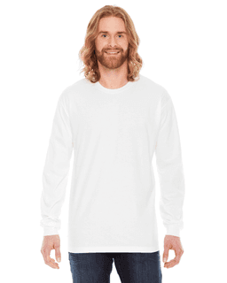 Sample of American Apparel 2007 Unisex Fine Jersey USA Made Long-Sleeve T-Shirt in WHITE from side front