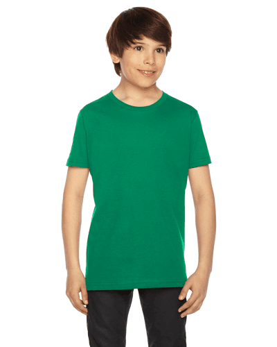 Sample of American Apparel 2201 Youth Fine Jersey USA Made Short-Sleeve T-Shirt in KELLY GREEN style