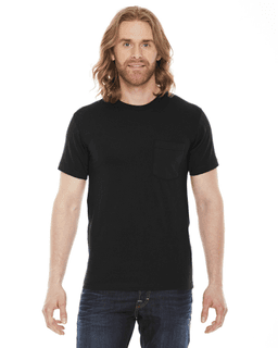 Sample of American Apparel 2406 Unisex Fine Jersey Pocket Short-Sleeve T-Shirt in BLACK from side front