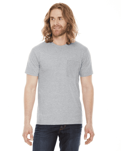 Sample of American Apparel 2406 Unisex Fine Jersey Pocket Short-Sleeve T-Shirt in HEATHER GREY style