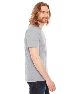 Sample of American Apparel 2406 Unisex Fine Jersey Pocket Short-Sleeve T-Shirt in HEATHER GREY from side sleeveleft