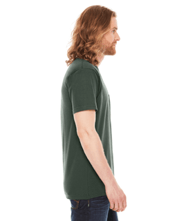 Sample of American Apparel 2406 Unisex Fine Jersey Pocket Short-Sleeve T-Shirt in LIEUTENANT from side sleeveleft