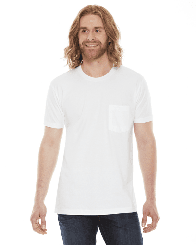 Sample of American Apparel 2406 Unisex Fine Jersey Pocket Short-Sleeve T-Shirt in WHITE style