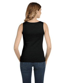 Sample of Anvil 2415 Ladies' 1x1 Baby Rib Tank in BLACK from side back