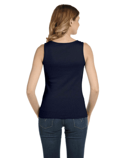 Sample of Anvil 2415 Ladies' 1x1 Baby Rib Tank in NAVY from side back