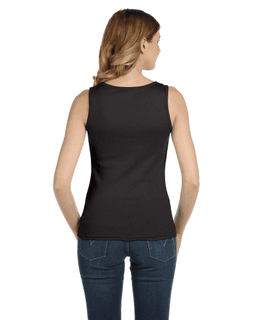 Sample of Anvil 2415 Ladies' 1x1 Baby Rib Tank in SMOKE from side back