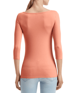 Sample of Anvil 2455L Ladies' Stretch 3/4 Sleeve T-Shirt in TERRACOTTA from side back