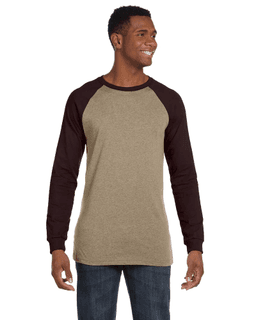 Sample of Canvas 3000C - Men's Jersey Long-Sleeve Baseball T-Shirt in TAN BROWN from side front